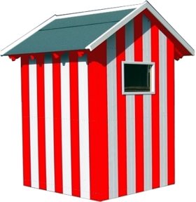 Das besondere Mülltonnenhaus - in Strandkabinenoptik,rot