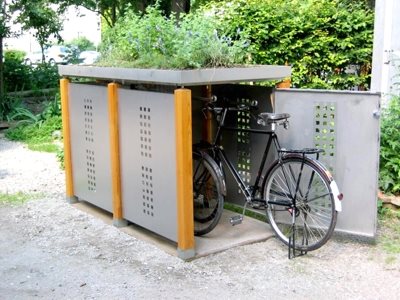 Holz-Metall Fahrradhaus für 2 Fahrräder